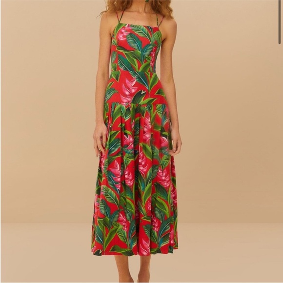 FARM Rio Dresses & Skirts - FARM Rio Red Dream Garden Lenzing Ecovero Euroflax Maxi Dress Red Sizd Small